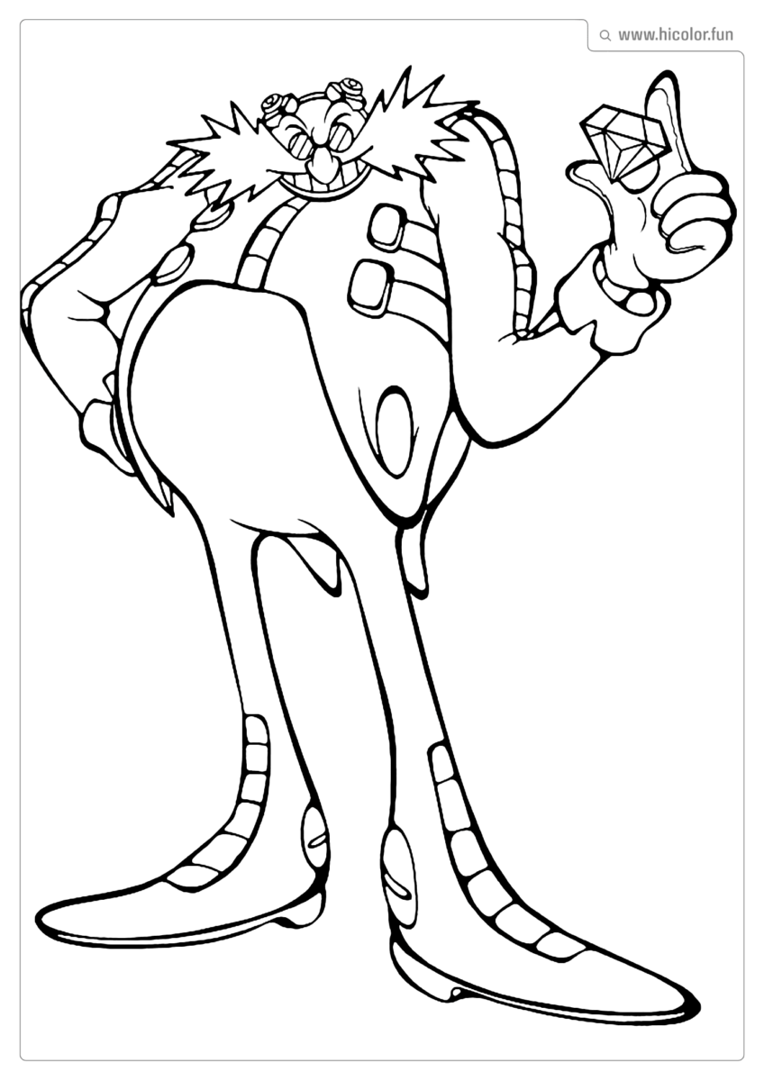 DESENHO PARA COLORIR DO SONIC DOUTOR EGGMAN DIAMANTE PARA IMPRIMIR