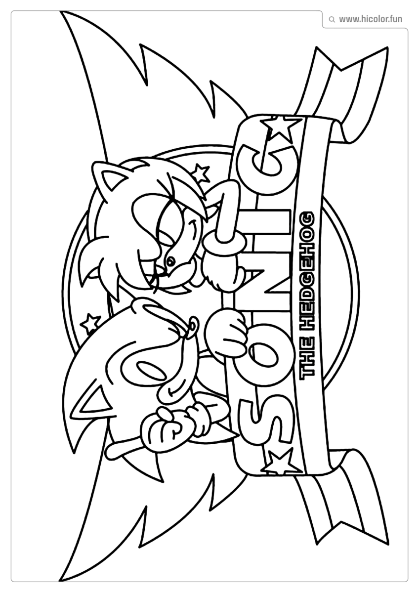 DESENHO PARA COLORIR DO SONIC E AMY ROSE PARA IMPRIMIR
