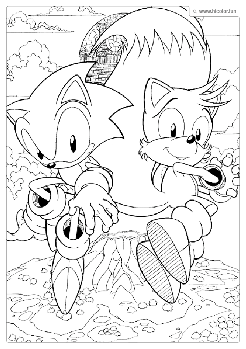 DESENHO PARA COLORIR DO SONIC E TAILS PARA IMPRIMIR