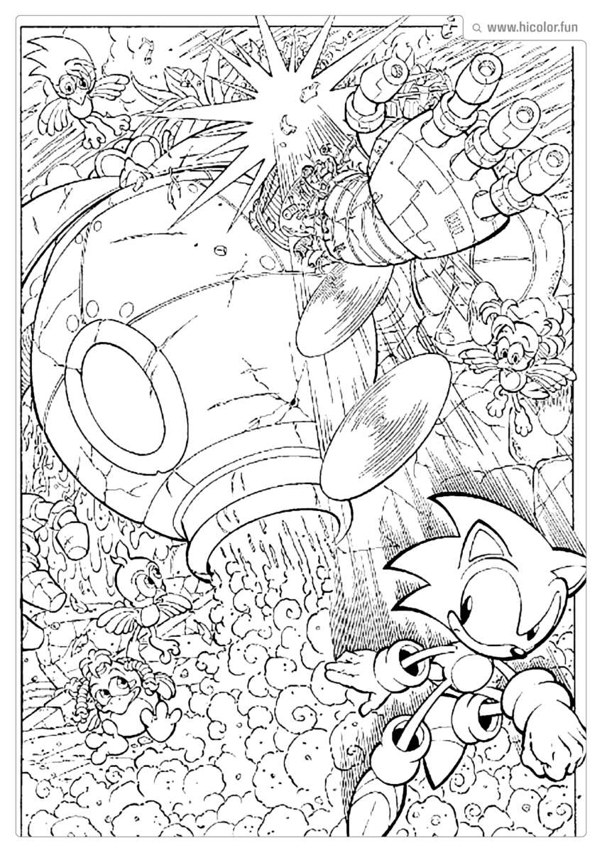 DESENHO PARA COLORIR DO SONIC EM COMBATE LUTA PARA IMPRIMIR