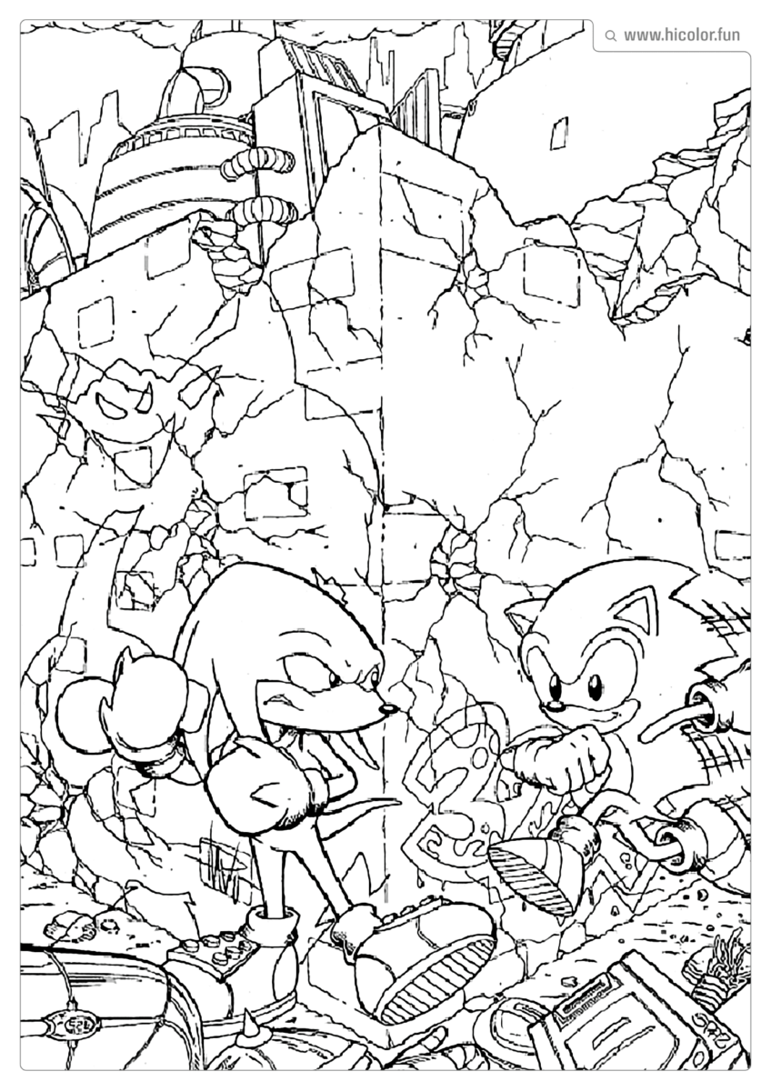 DESENHO PARA COLORIR DO SONIC PERSONAGENS SONIC E KNUCKLES THE ECHIDNA PARA IMPRIMIR