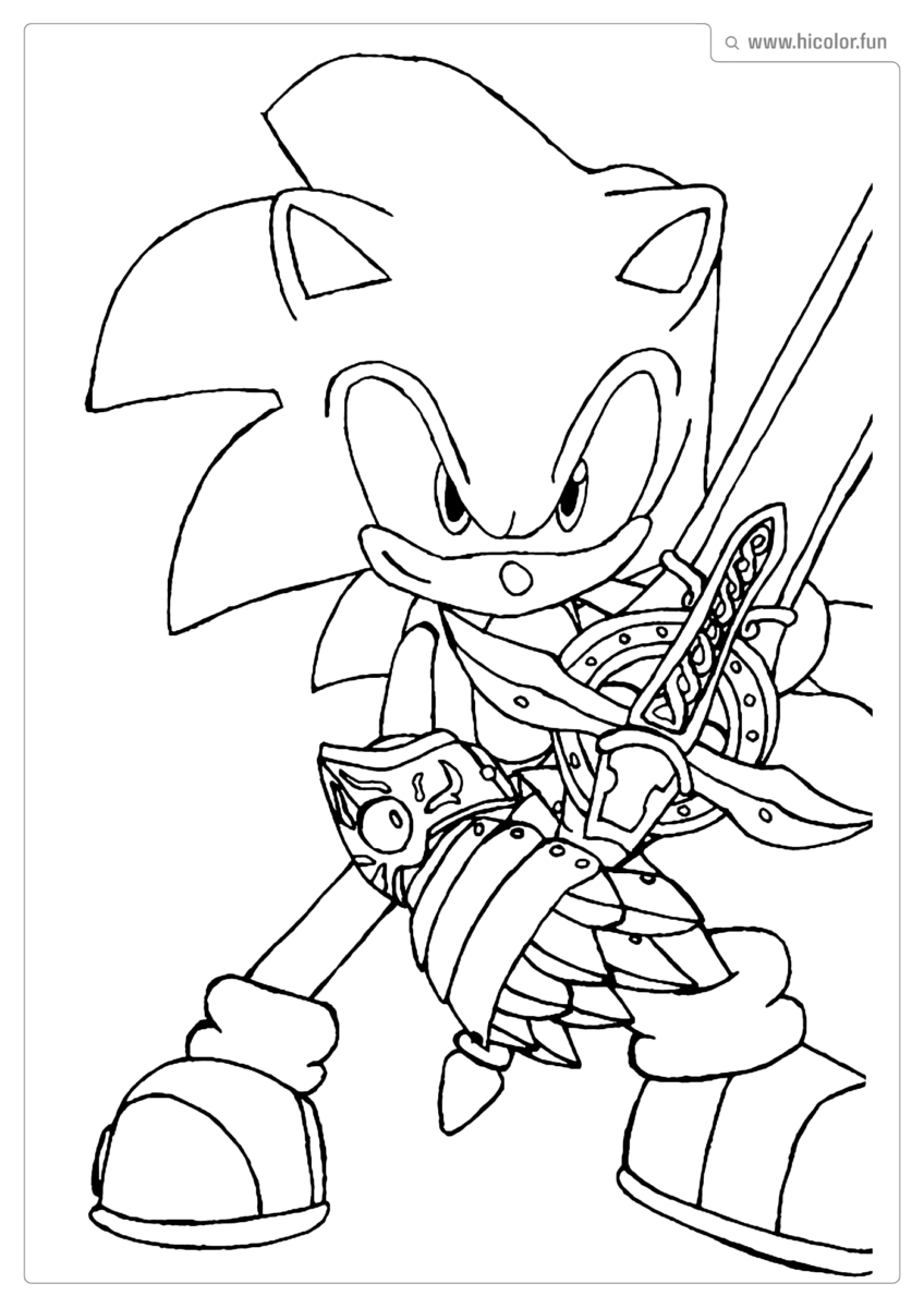 DESENHO PARA COLORIR DO SONIC SEGURANDO ESPADA PARA IMPRIMIR
