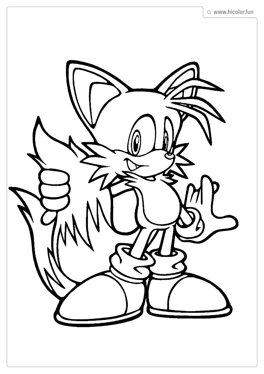 DESENHO PARA COLORIR DO SONIC TAILS PARA IMPRIMIR