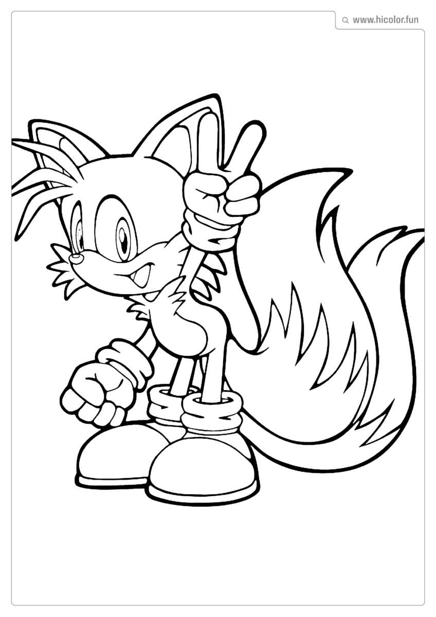 DESENHO PARA COLORIR DO SONIC TAILS PAZ E AMOR PARA IMPRIMIR