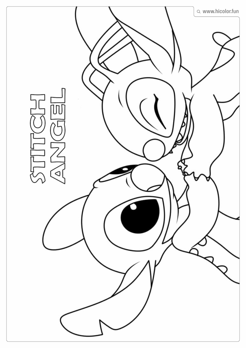 DESENHO PARA COLORIR E IMPRIMIR STITCH E ANGEL