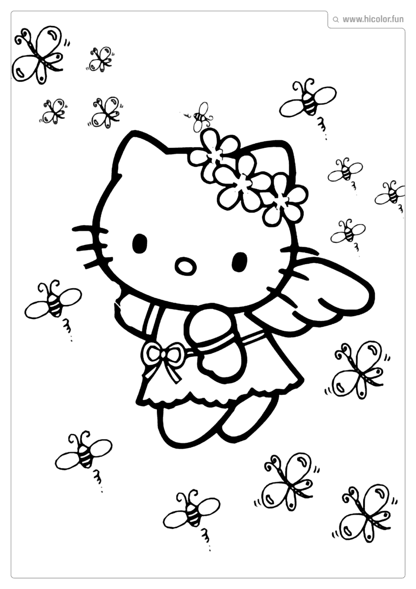 DESENHO PARA COLORIR HELLO KITTY ANJINHO ANJO PARA IMPRIMIR