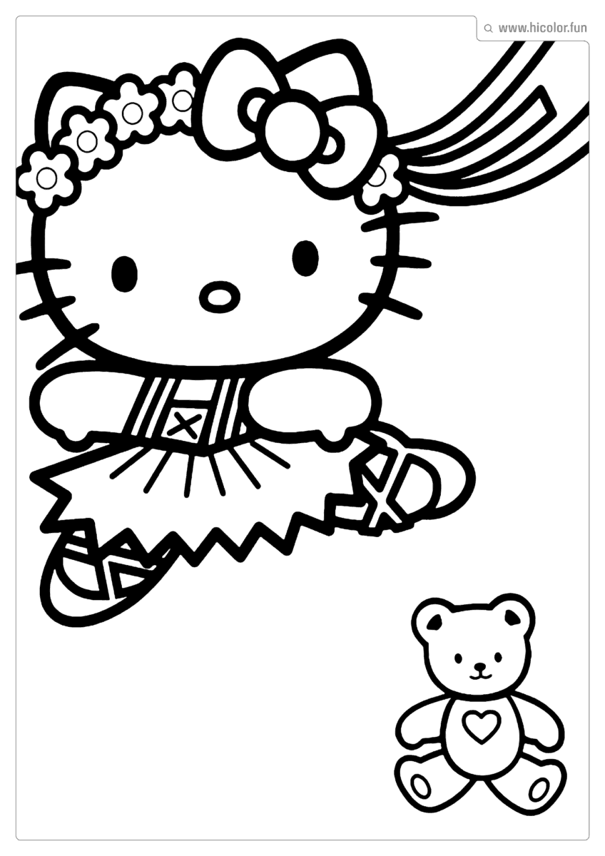 DESENHO PARA COLORIR HELLO KITTY BAILARINA LAçO PARA IMPRIMIR