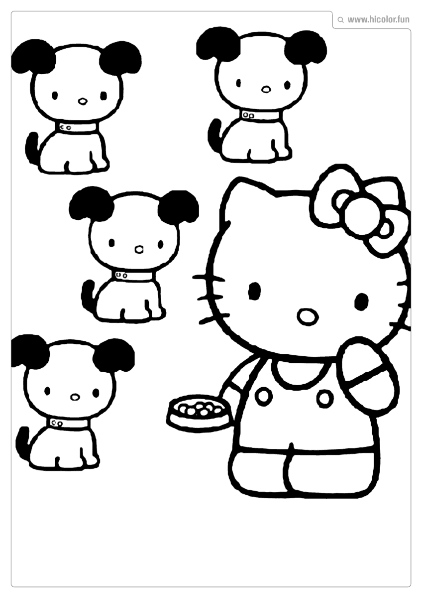 DESENHO PARA COLORIR HELLO KITTY CACHORROS PARA IMPRIMIR