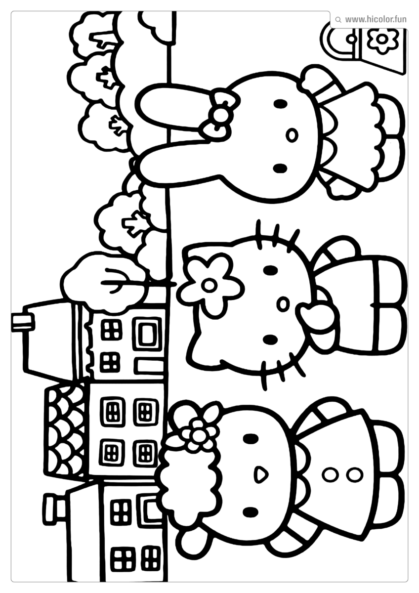 DESENHO PARA COLORIR HELLO KITTY CASA MY MELODY PARA IMPRIMIR