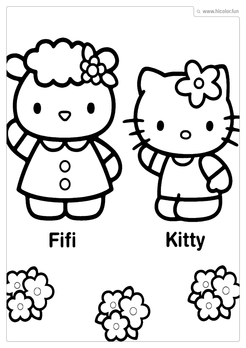 DESENHO PARA COLORIR HELLO KITTY E FIFI PARA IMPRIMIR