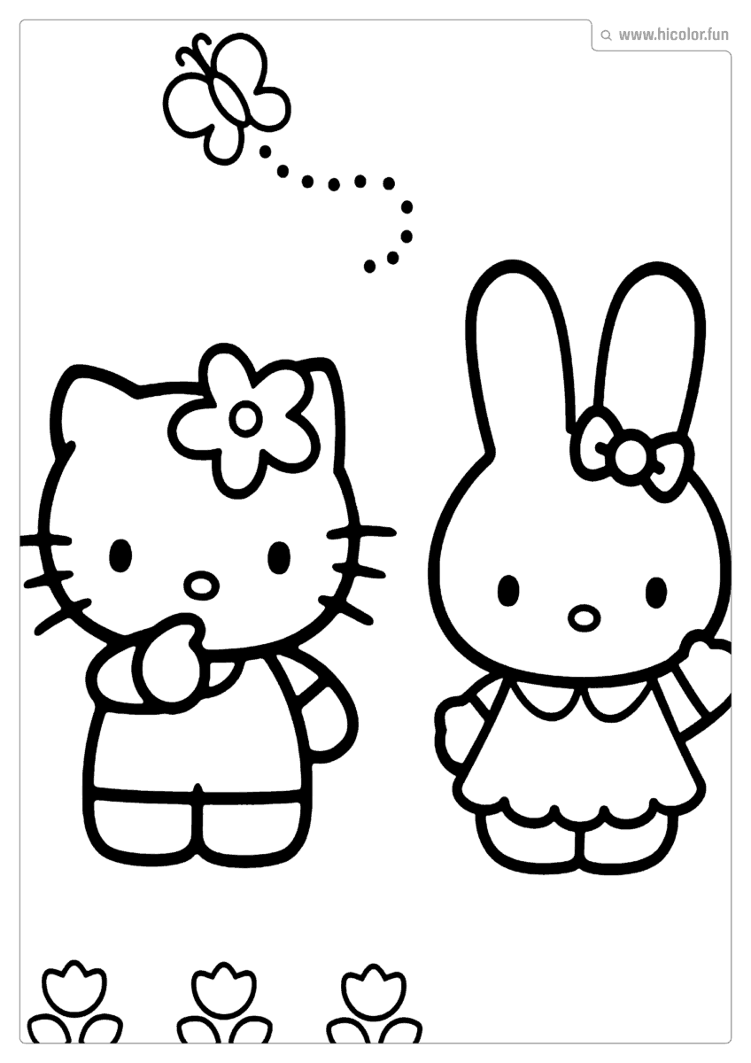 DESENHO PARA COLORIR HELLO KITTY E MY MELODY PARA IMPRIMIR