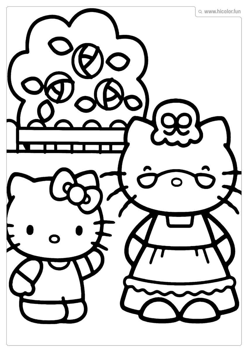 DESENHO PARA COLORIR HELLO KITTY E MãE PARA IMPRIMIR