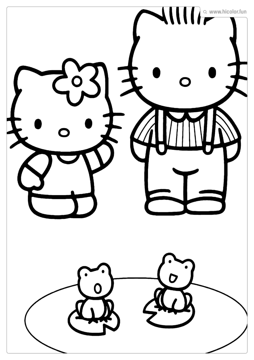 DESENHO PARA COLORIR HELLO KITTY E PAI PARA IMPRIMIR
