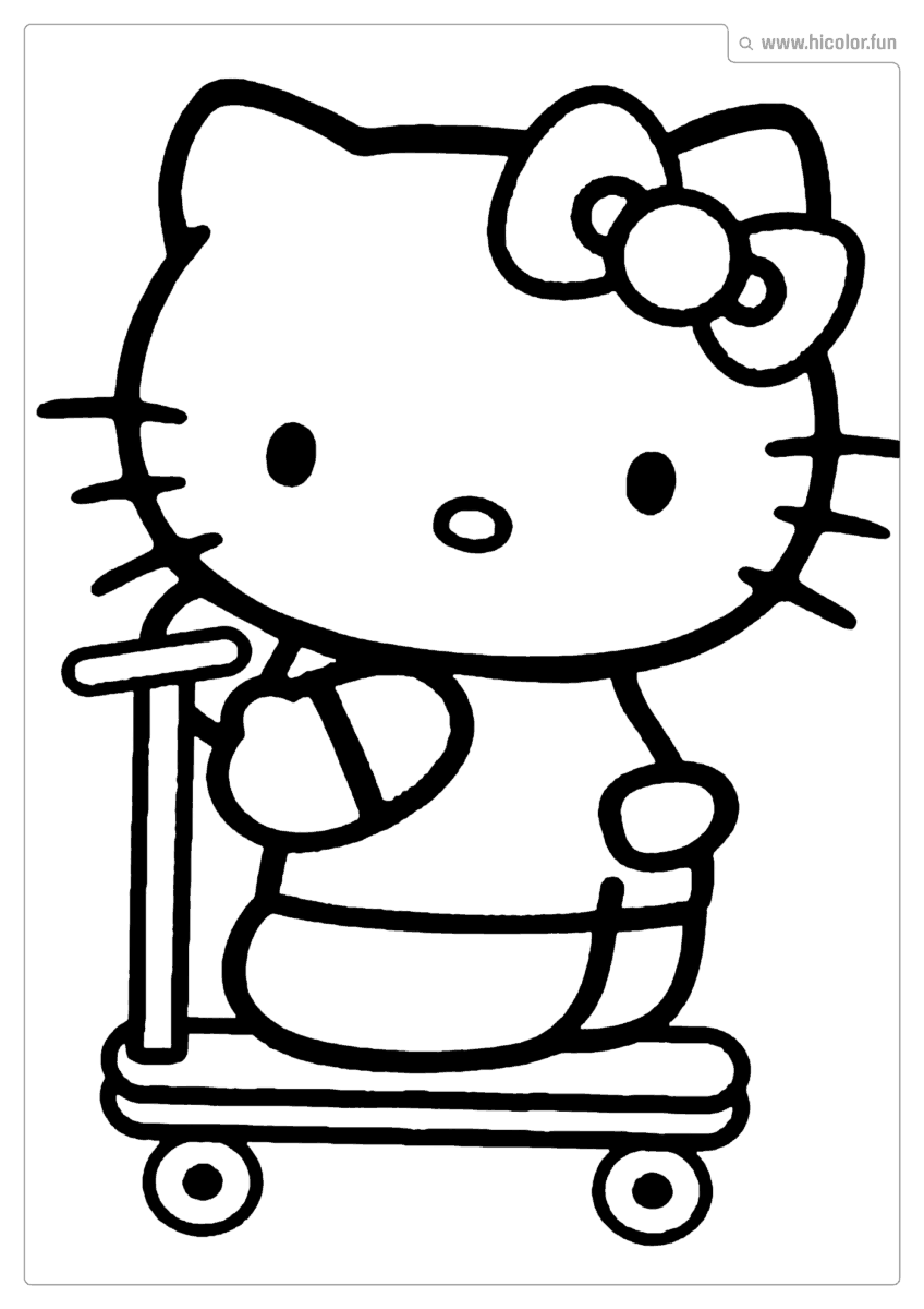 DESENHO PARA COLORIR HELLO KITTY PATINETE PARA IMPRIMIR