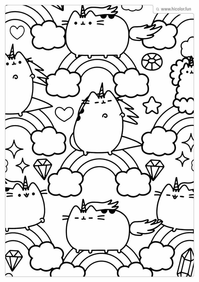 DESENHO PARA COLORIR PAPEL DE PAREDE GATO UNICóRNIO PARA IMPRIMIR