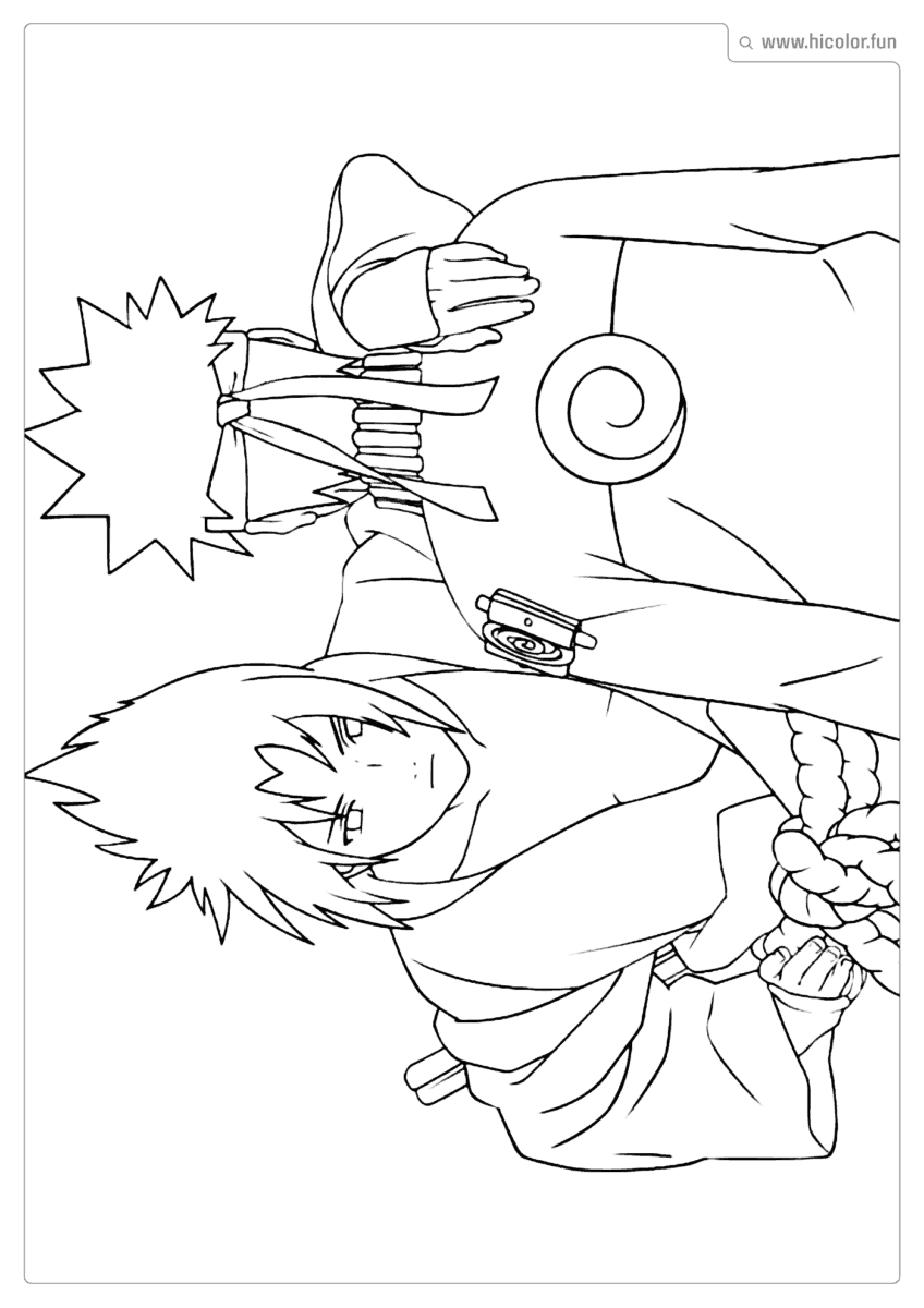 DESENHO PARA COLORIR SASUKE E NARUTO AMIGOS