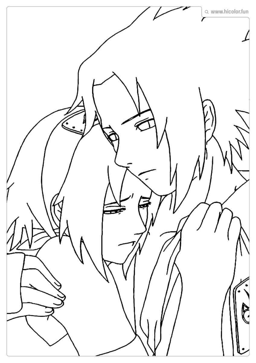 DESENHO PARA COLORIR SASUKE E SAKURA