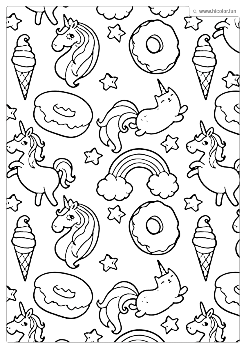 DESENHO PARA COLORIR SORVETE UNICóRNIO ARCO íRIS PARA IMPRIMIR