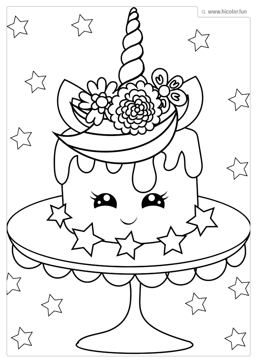 DESENHO PARA COLORIR UNICóRNIO BOLO FESTA PARA IMPRIMIR