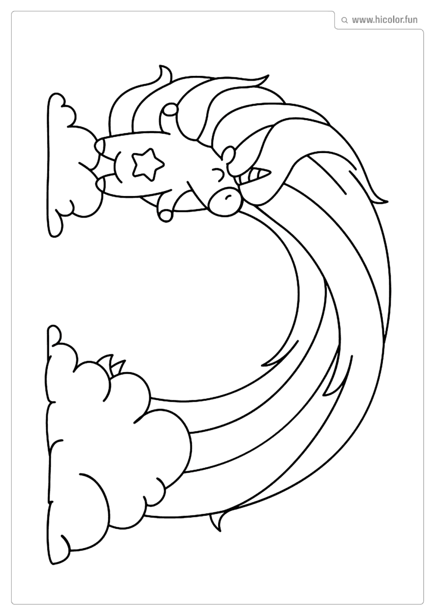 DESENHO PARA COLORIR UNICóRNIO CABELO ARCO íRIS PARA IMPRIMIR