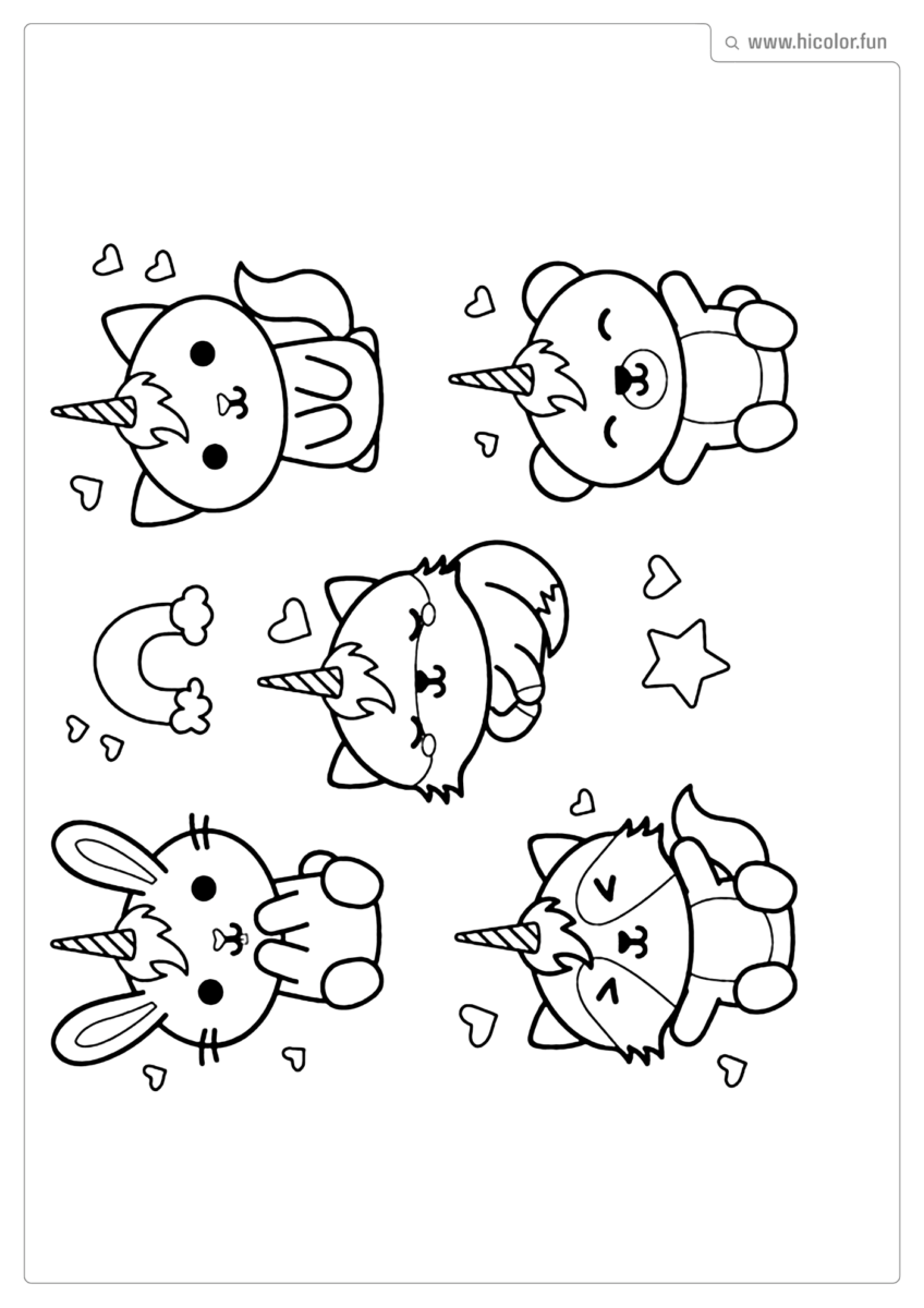 DESENHO PARA COLORIR UNICóRNIO COELHO GATO URSO RAPOSA PARA IMPRIMIR
