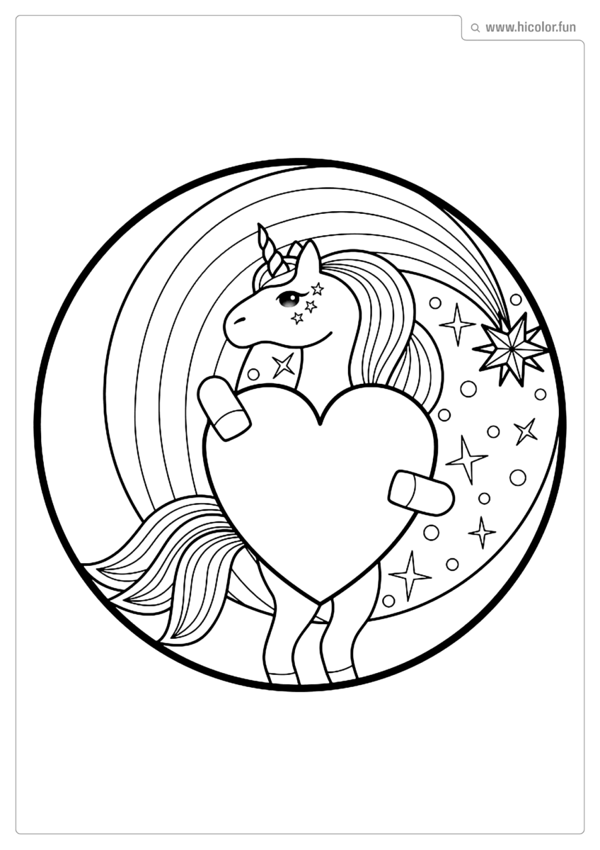 DESENHO PARA COLORIR UNICóRNIO CORAçãO ESTRELA CADENTE PARA IMPRIMIR