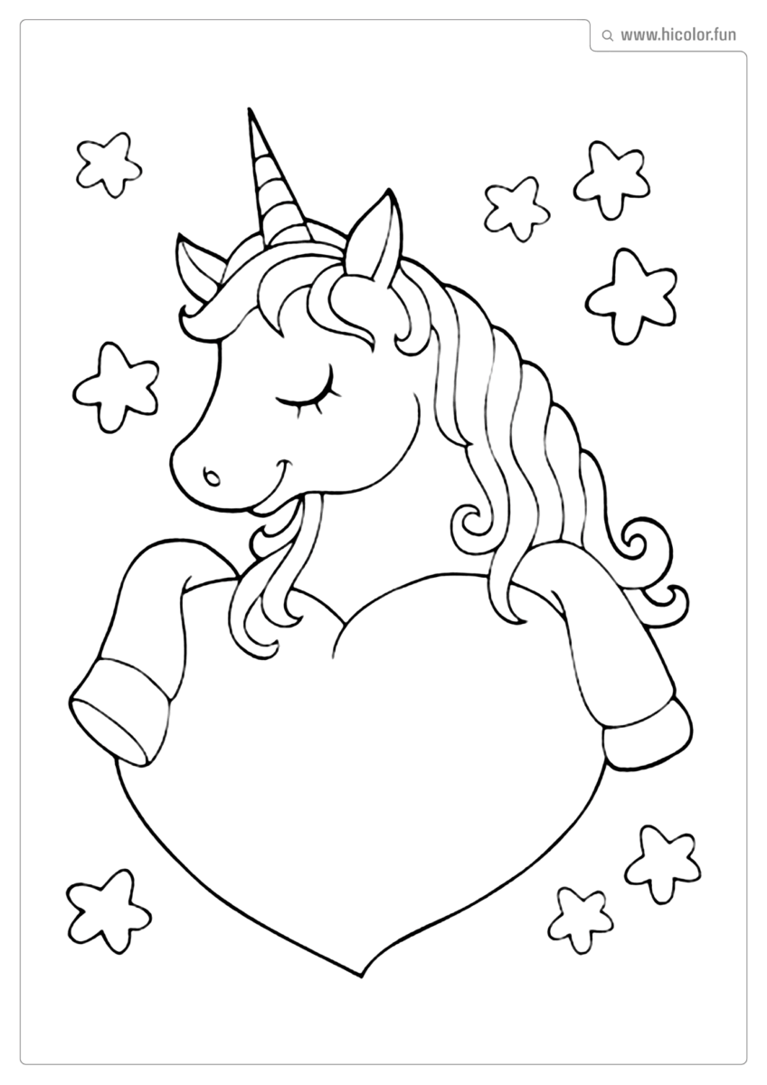 DESENHO PARA COLORIR UNICóRNIO CORAçãO FOFO PARA IMPRIMIR