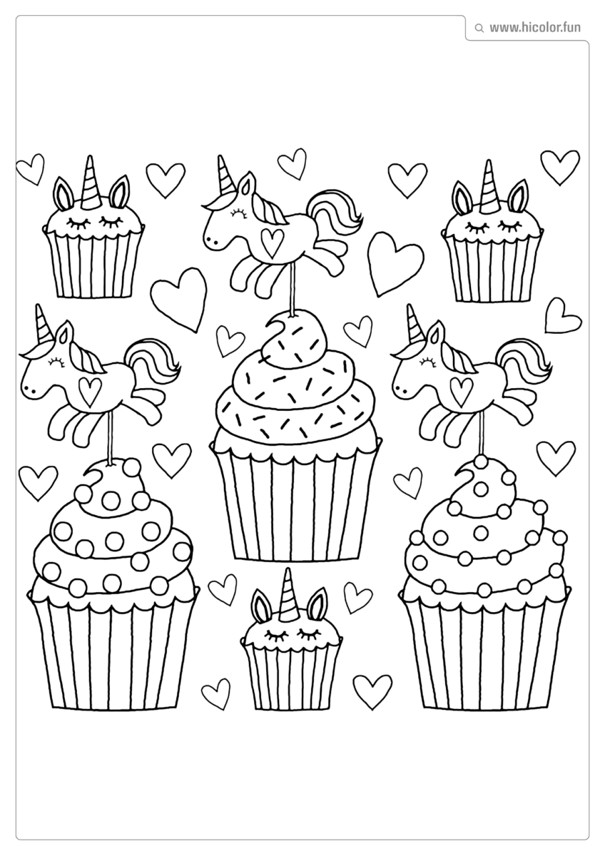 DESENHO PARA COLORIR UNICóRNIO CUPCAKE PARA IMPRIMIR