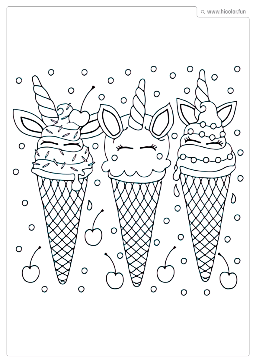 DESENHO PARA COLORIR UNICóRNIO DE SORVETE PARA IMPRIMIR