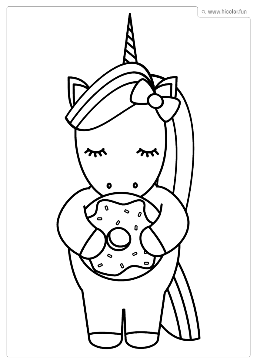 DESENHO PARA COLORIR UNICóRNIO DONUTS PARA IMPRIMIR