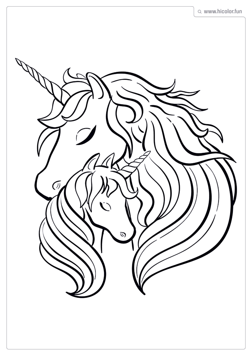 DESENHO PARA COLORIR UNICóRNIO MãE FILHA PARA IMPRIMIR