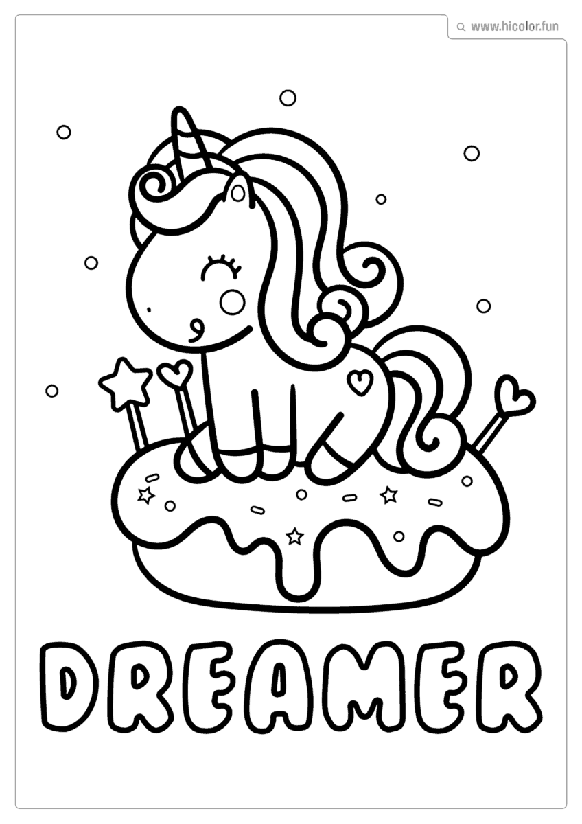 DESENHO PARA COLORIR UNICóRNIO SONHADOR DREAMER PARA IMPRIMIR