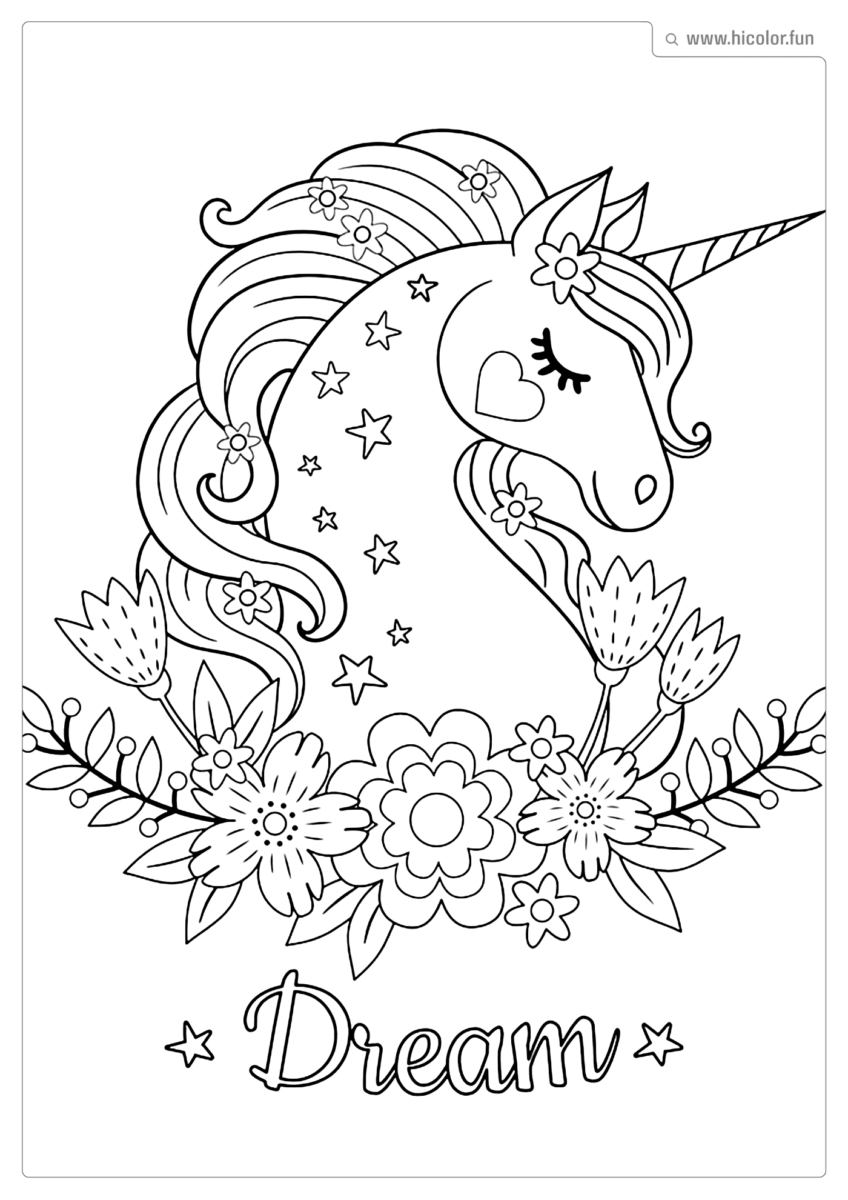 DESENHO PARA COLORIR UNICóRNIO SONHO DREAM PARA IMPRIMIR