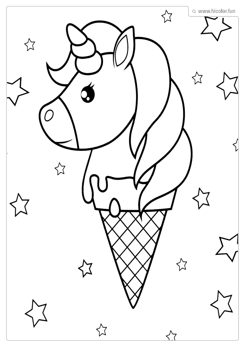 DESENHO PARA COLORIR UNICóRNIO SORVETE ESTRELA PARA IMPRIMIR