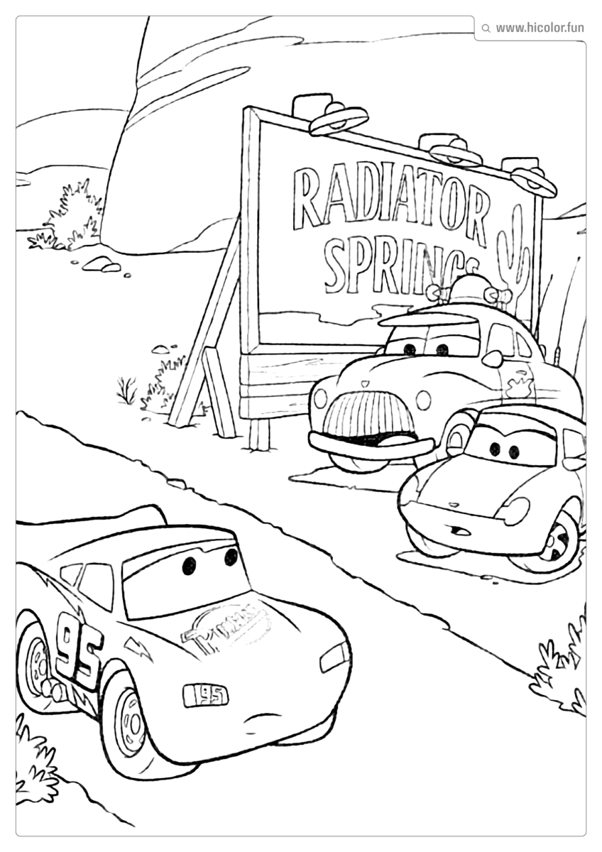 DESENHO PARA PINTAR CARROS DISNEY RADIATOR SPRINGS