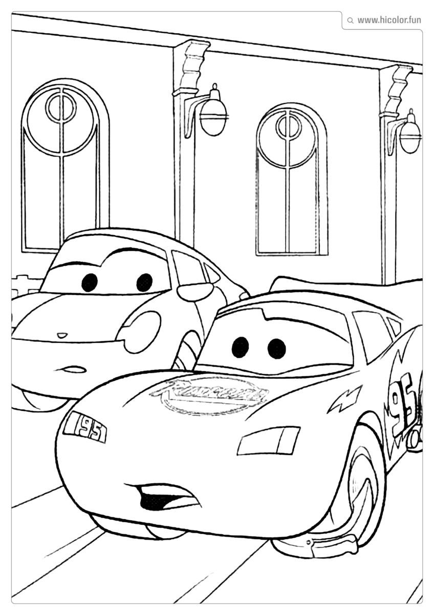 DESENHO PARA PINTAR CARROS DISNEY SALLY E RELAMPAGO