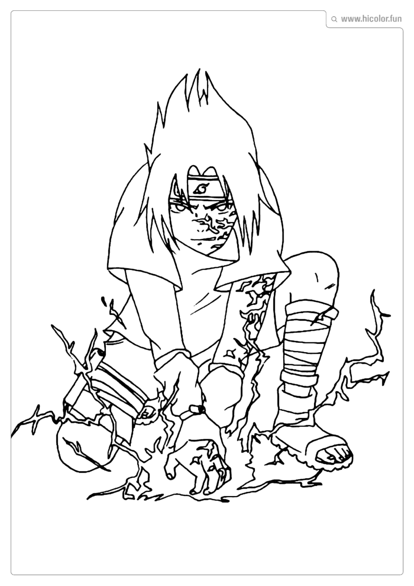 DESENHO PARA PINTAR SASUKE MARCA OROCHIMARU