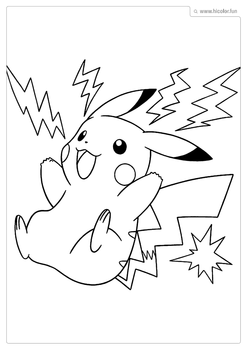 DESENHO PIKACHU PARA COLORIR PIKACHU CHOQUE DO TROVãO PARA IMPRIMIR