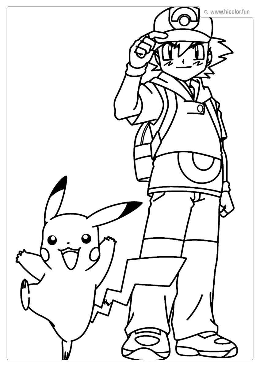 DESENHO PIKACHU PARA COLORIR PIKACHU E ASH CATCH PARA IMPRIMIR