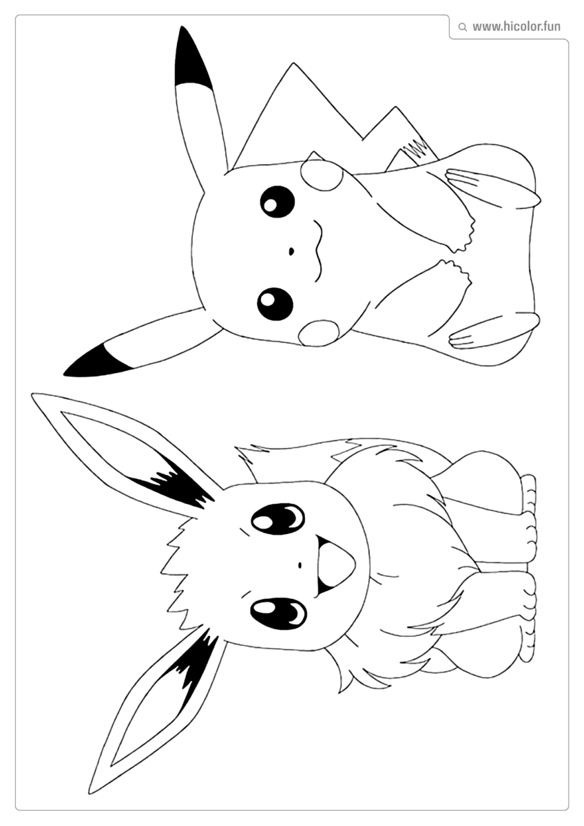 DESENHO PIKACHU PARA COLORIR PIKACHU E EEVEE PARA IMPRIMIR