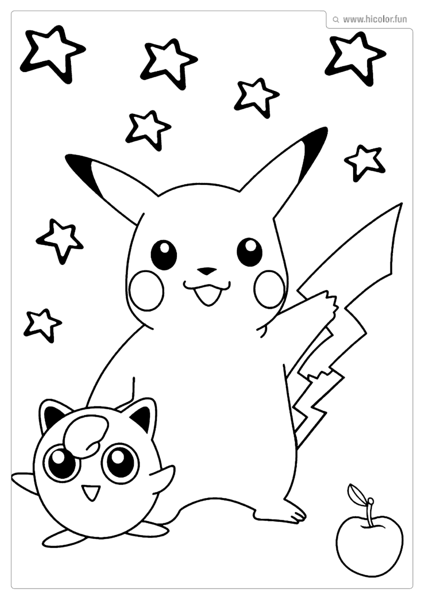 DESENHO PIKACHU PARA COLORIR PIKACHU E JIGGLYPUFF PARA IMPRIMIR