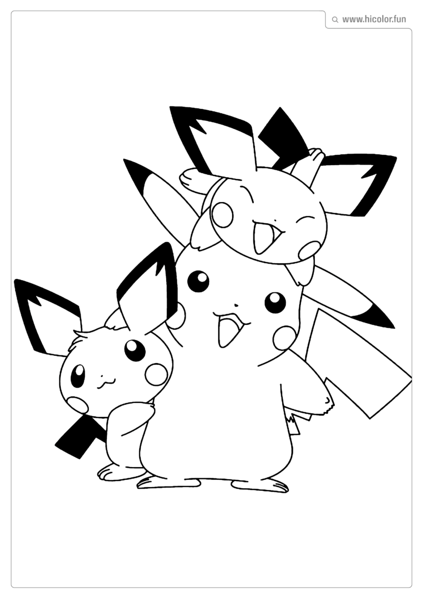 DESENHO PIKACHU PARA COLORIR PIKACHU E PICHU PARA IMPRIMIR