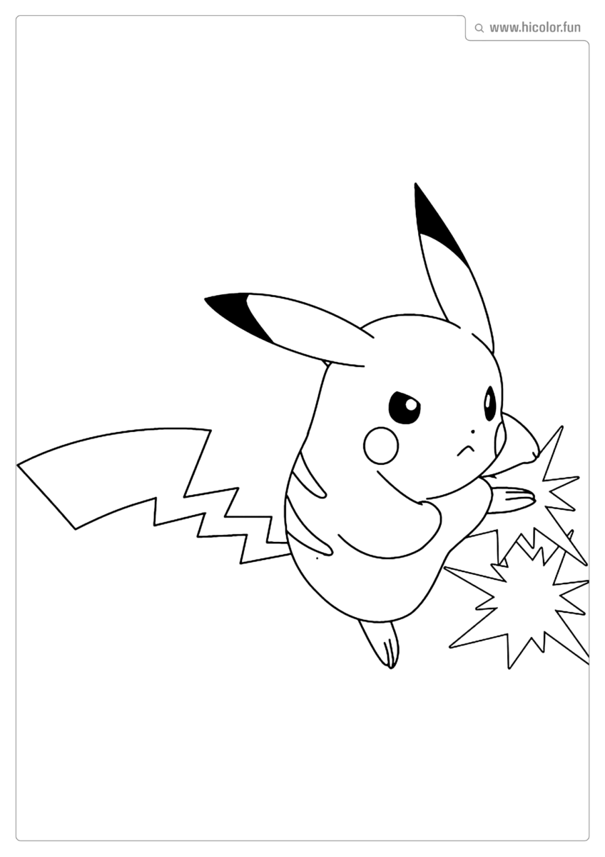 DESENHO PIKACHU PARA COLORIR PIKACHU LUTA PARA IMPRIMIR