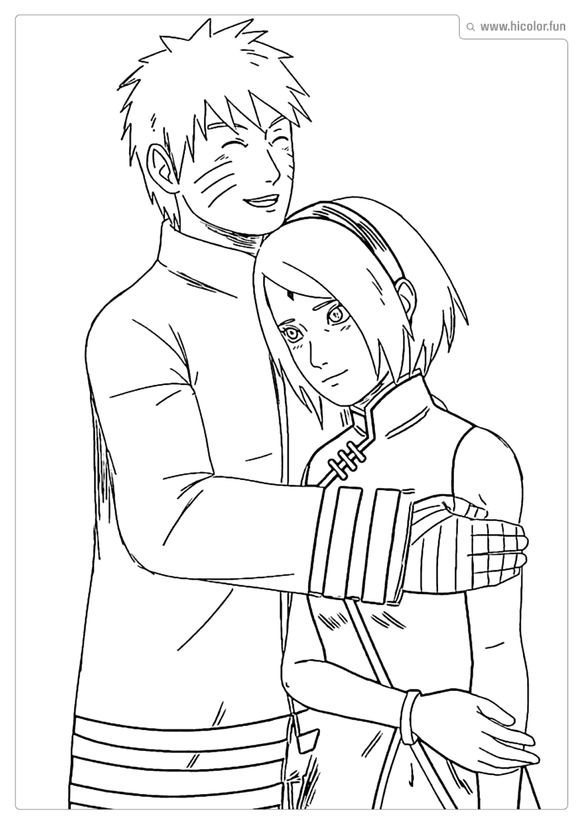 DESENHO SAKURA E NARUTO PARA PINTAR