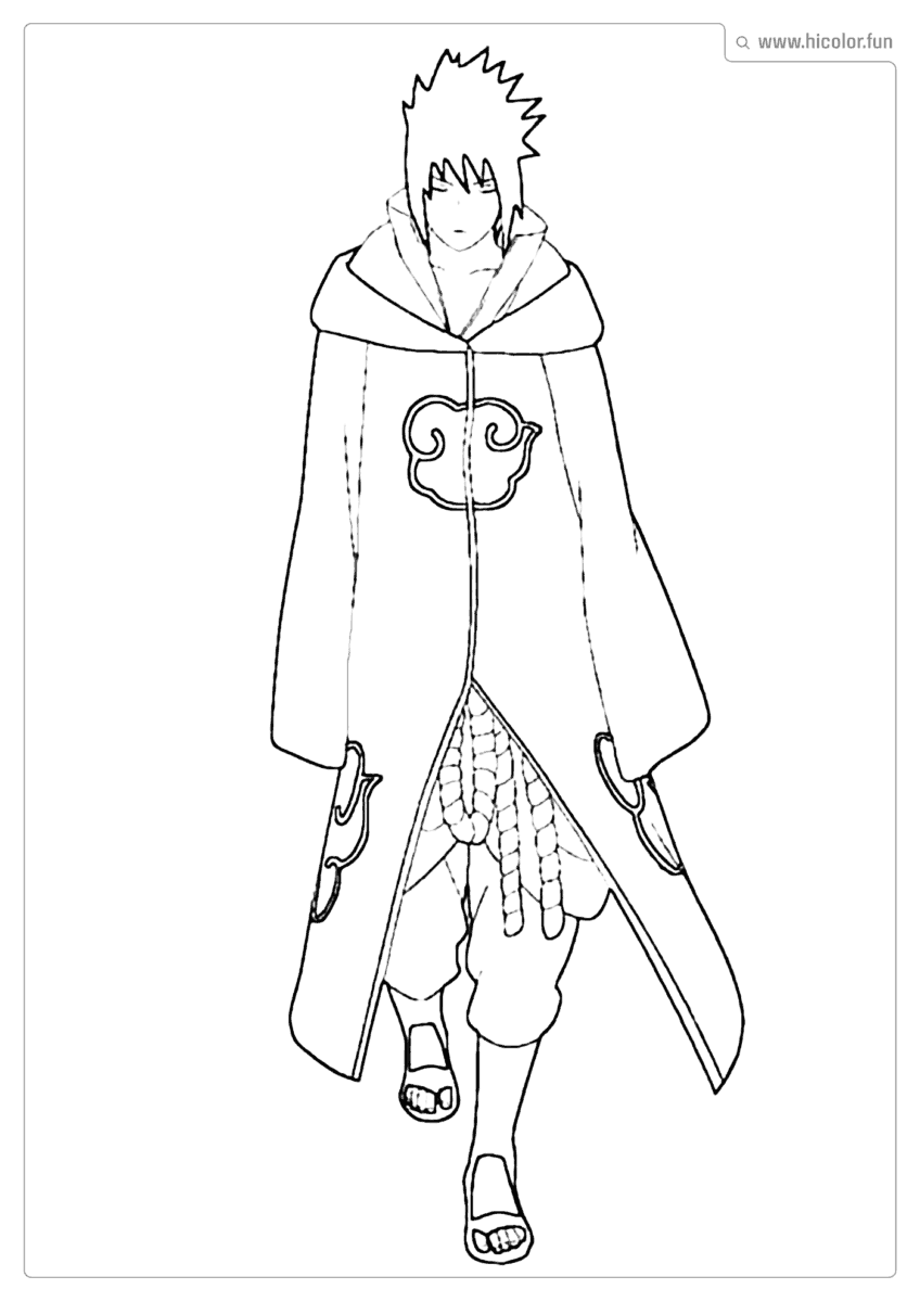 DESENHO SASUKE COM CAPA DA AKATSUKI PARA PINTAR