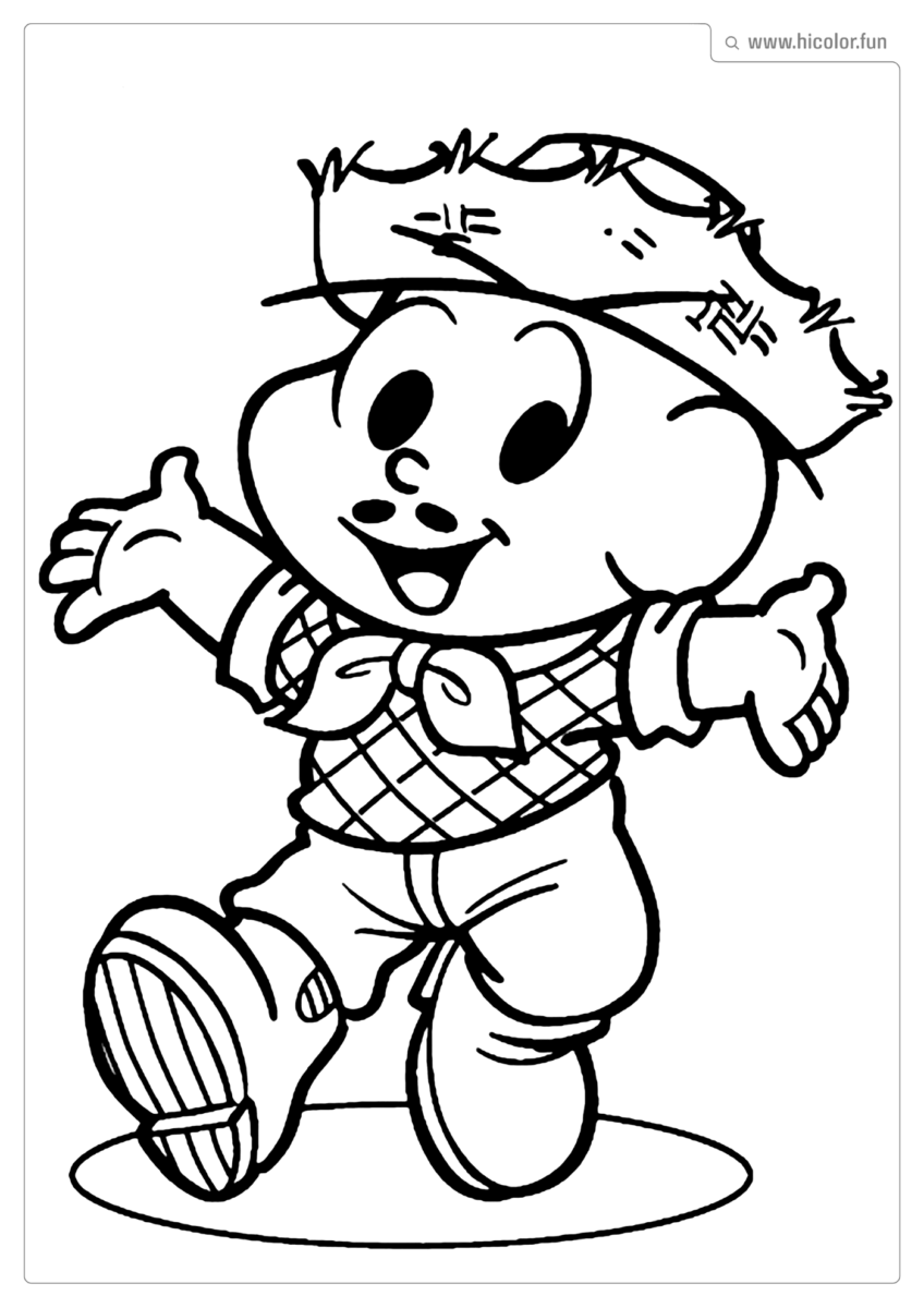 DESENHO TURMA DA MONICA CEBOLINHA FESTA JUNINA PARA COLORIR