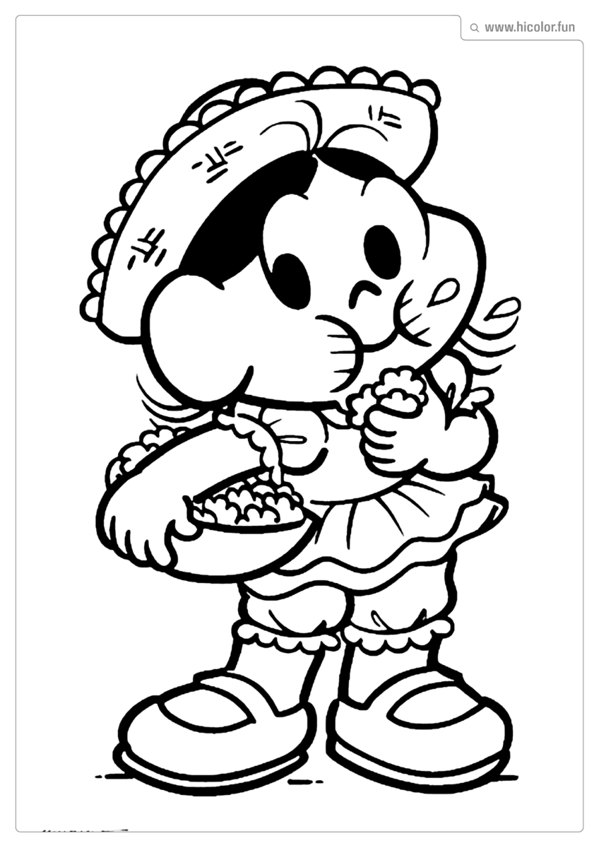 DESENHO TURMA DA MONICA MAGALI FESTA JUNINA PARA COLORIR