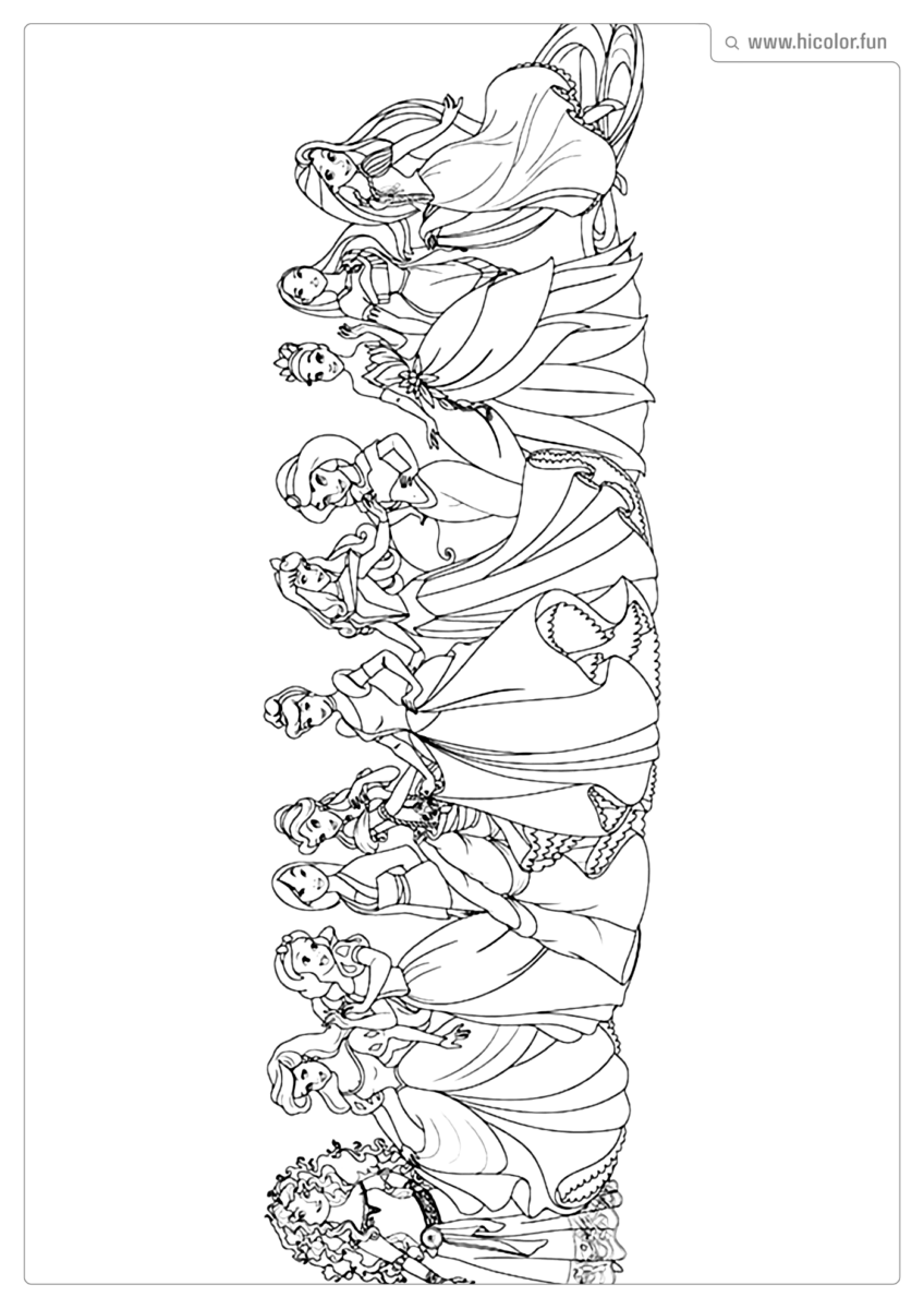 DESENHOS PARA COLORIR DAS PRINCESAS DA DISNEY TODAS JUNTAS