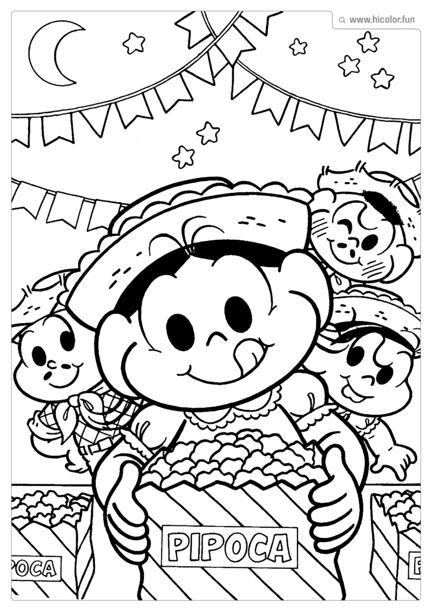 DESENHOS PARA COLORIR TURMA DA MONICA FESTA JUNINA