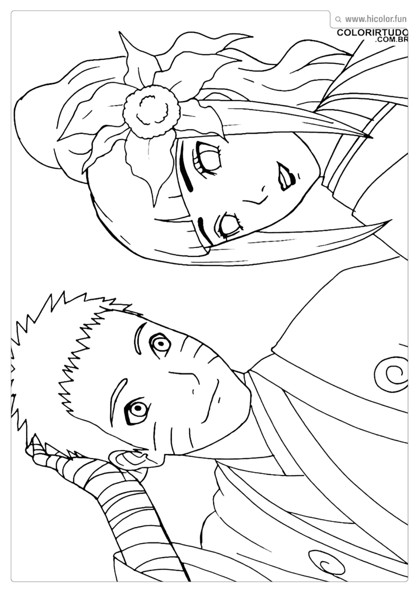 HINATA CASANDO COM NARUTO PARA COLORIR